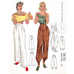 vintage sewing pattern repro 1940s high waist trousers workwear or jodhpurs sewing pattern PICK YOUR SIZE xs s m l xl