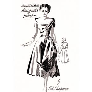 vintage sewing pattern 1950s 50s cocktail dress pattern // Ceil Chapman // off shoulder //   // bust 32 34 36 38