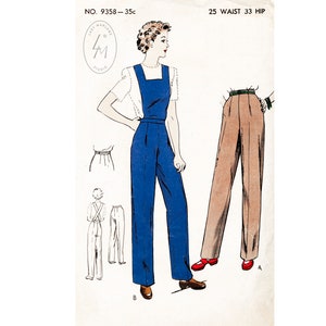 vintage sewing pattern 1940s vintage rosie the riveter pattern workwear slacks overalls pinafore jumpsuit PICK YOUR SIZE bust 30 32 34 36 38