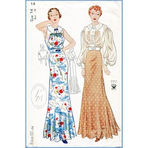 vintage sewing pattern 30s 1930s evening gown ensemble wedding bridal bust 32 b32 / 1930 30s reproduction