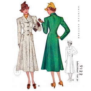 1930s 30s Vintage Coat Sewing Pattern 2 Styles // Outerwear Suiting ...