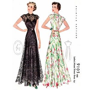 vintage sewing pattern 1930s evening dress / reproduction / dinner gown / English and French / PICK YOUR SIZE bust 32 34 36 38 40 42 / 1930