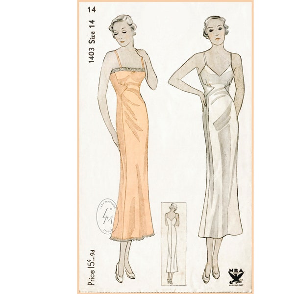 vintage sewing pattern 1930s 30s vintage lingerie sewing pattern lace slip dress negligee bust 32 b32 reproduction
