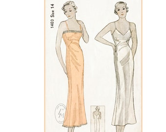 vintage sewing pattern 1930s 30s vintage lingerie sewing pattern lace slip dress negligee bust 32 b32 reproduction