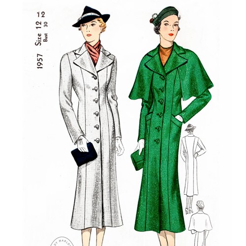 1930s 30s Vintage Coat Sewing Pattern 2 Styles // Outerwear - Etsy