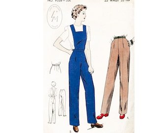 vintage sewing pattern 1940s vintage rosie the riveter pattern workwear slacks overalls pinafore jumpsuit PICK YOUR SIZE bust 30 32 34 36 38