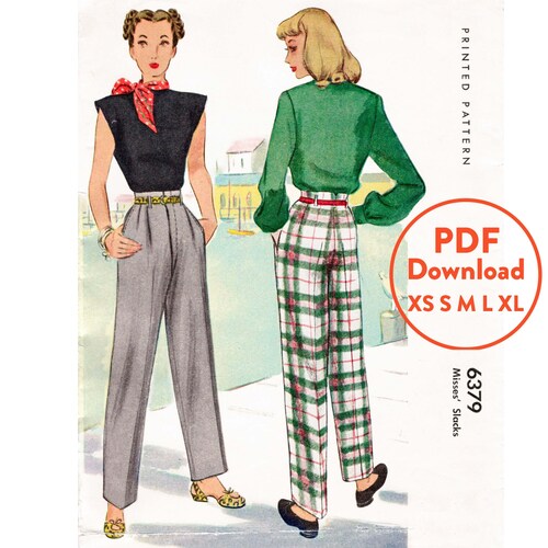 PDF Sewing Pattern XS XL 1940s 40s 