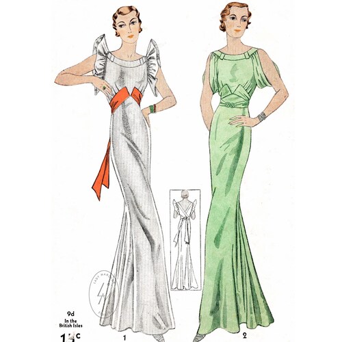 1930s Vintage Alix Evening Gown Sewing Pattern Cocktail Dress - Etsy