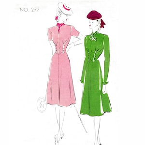 vintage sewing pattern 1930s 30s dress sewing pattern  // high neckline // detachable scarf // art deco style // Bust 36/ 1930