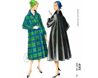 1950s 50s Swing Coat Vintage Sewing Pattern Reproduction / Trapeze