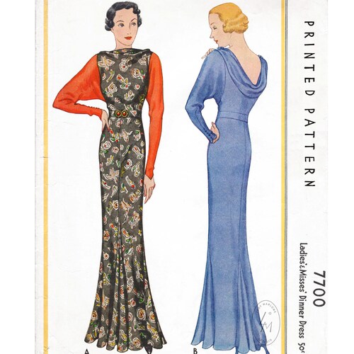 1930s Vintage Alix Evening Gown Sewing Pattern Cocktail Dress - Etsy