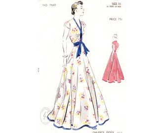 vintage dress sewing pattern 1930s 30s spring summer dress / reproduction / evening gown wedding / cap sleeves / PICK YOUR SIZE xs s m l