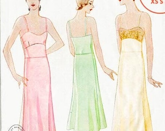 XS S M vintage sewing pattern 1920s 20s lingerie sewing pattern lingerie lace slip dress negligee PDF  Instant Download