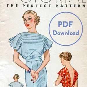 vintage sewing pattern vintage sewing pattern 30s 1930s vintage gown wedding bridal evening or afternoon dress bust 34 PDF Download