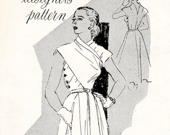 1950s 50s Jo Copeland wrap dress // vintage sewing pattern reproduction // wrap blouse // full skirt // Bust 34