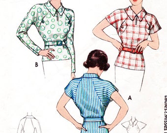1930s blouse vintage pattern reproduction // raglan kimono sleeves // bust 32 34 36 38 40 // English & French instructions