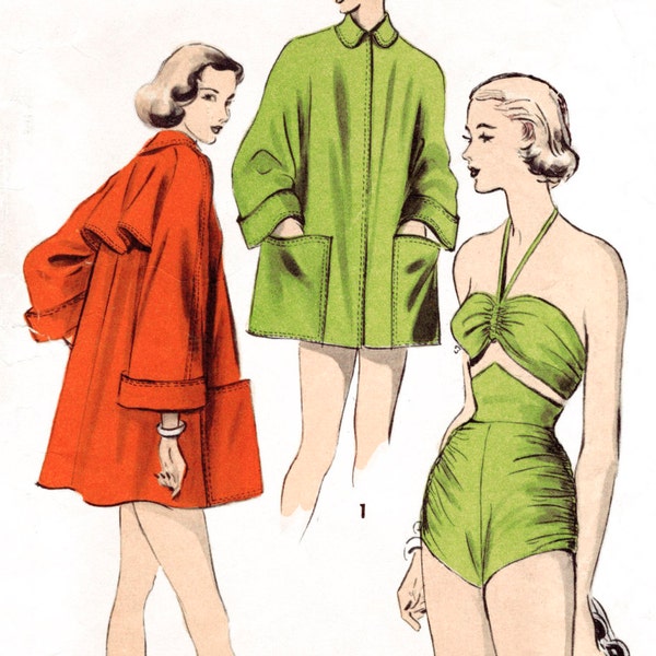 patron de couture vintage années 1950 années 50 pin up maillot de bain beachwear maillot de bain patron de couture PICK YOUR SIZE buste 30 32 34 36 38