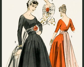 Vintage Sewing Pattern 1950s 1960s Mad Men Evening Cocktail Dress