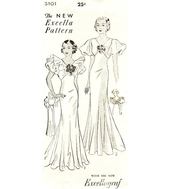 Vintage Sewing Pattern 1930s 30s Evening Dress Pattern Etsy
