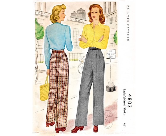 1940s 40s Vintage Sewing Pattern Reproduction Tailored Trousers