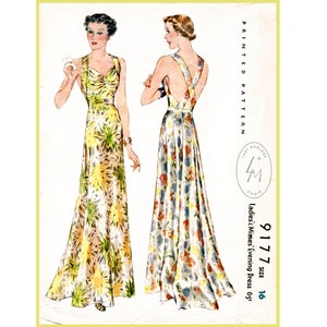 1930s vintage Alix evening gown sewing pattern cocktail dress frock PICK YOUR SIZE bust 32 34 36 38 40 reproduction English & French / 1930