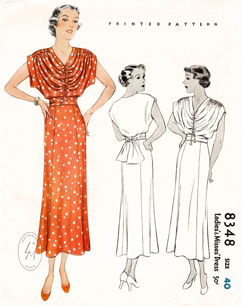 Vintage Sewing Pattern 1930s 30s Alix Dress Pattern // Etsy