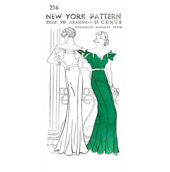 1930s 30s Evening Gown Pattern / off Shoulder Dress / Vintage Sewing  Pattern / Bust 31 32 34 36 38/ 1930 - Etsy