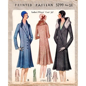 アメリカ通販ファッション Vintage Sewing Winter Breasted Single 1930s 1920s Pattern ジャケット・アウター