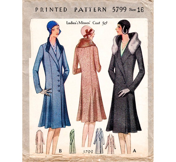 1930s 30s Vintage accessories Sewing Pattern 5 styles cape shawl fur wrap collar size medium bust 36-38 reproduction