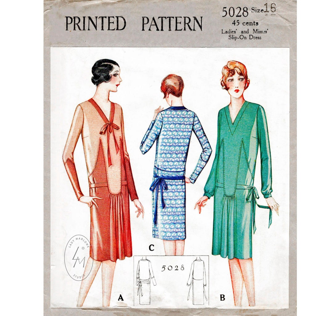 1920s 1930s Dress 3 Styles // Vintage Sewing Pattern - Etsy