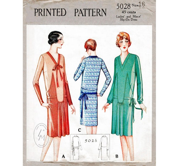 1920s 1930s Dress 3 Styles // Vintage Sewing Pattern Reproduction // Drop  Waist // Art Deco Style // Bust 34 - Etsy