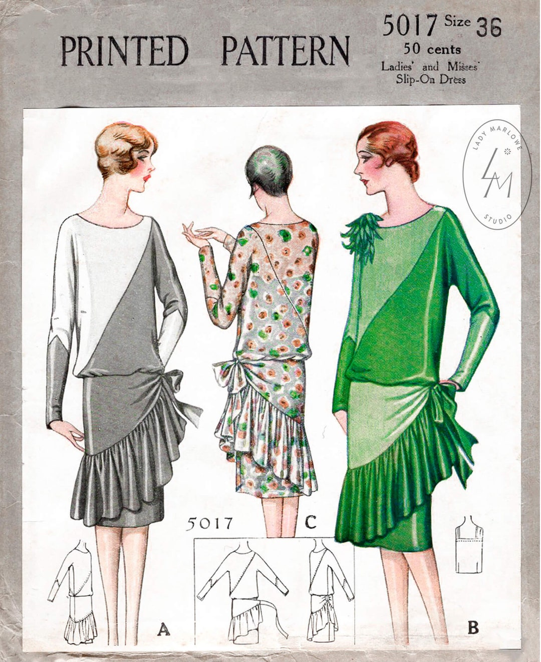 Vintage Sewing Pattern 1920s 20s Cocktail Dress Reproduction // Wrap — free download