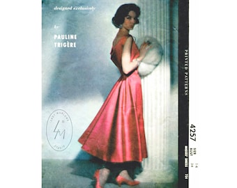 vintage sewing pattern 1950s 1960s  evening ball gown cocktail draped pleats bust 34 b34  reproduction