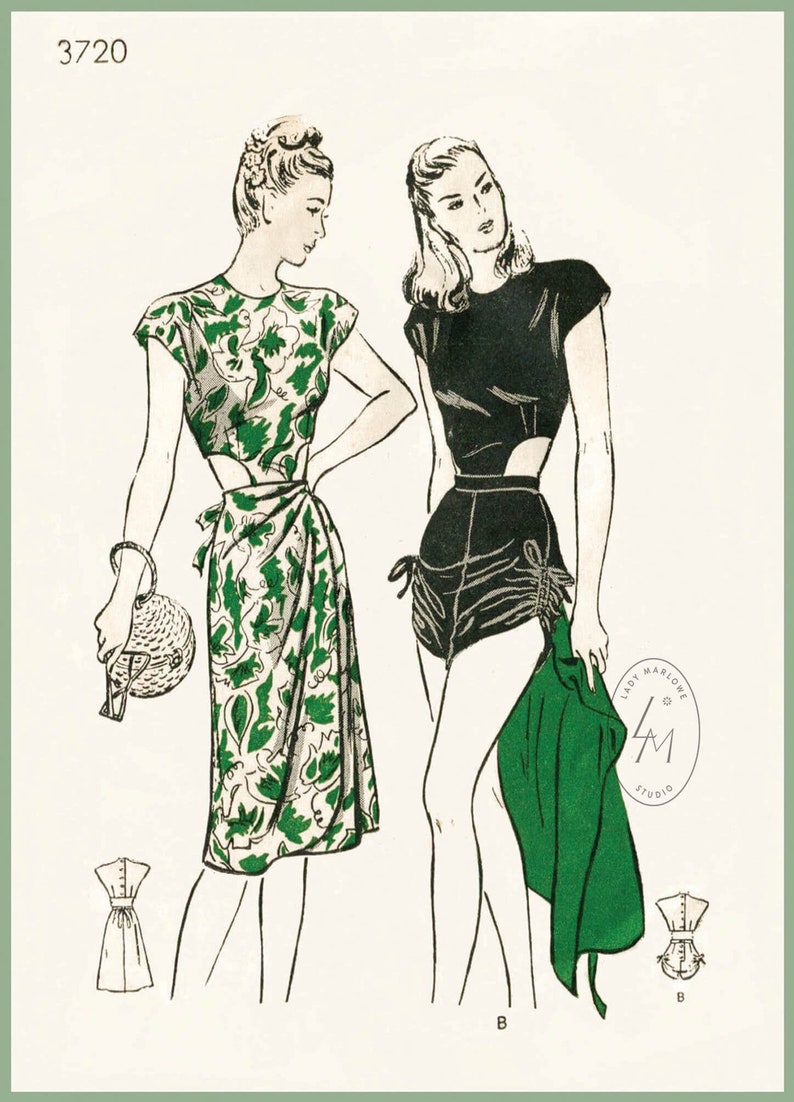 1940s 40s Vintage Playsuit Sewing Pattern Repro / One Piece | Etsy ...