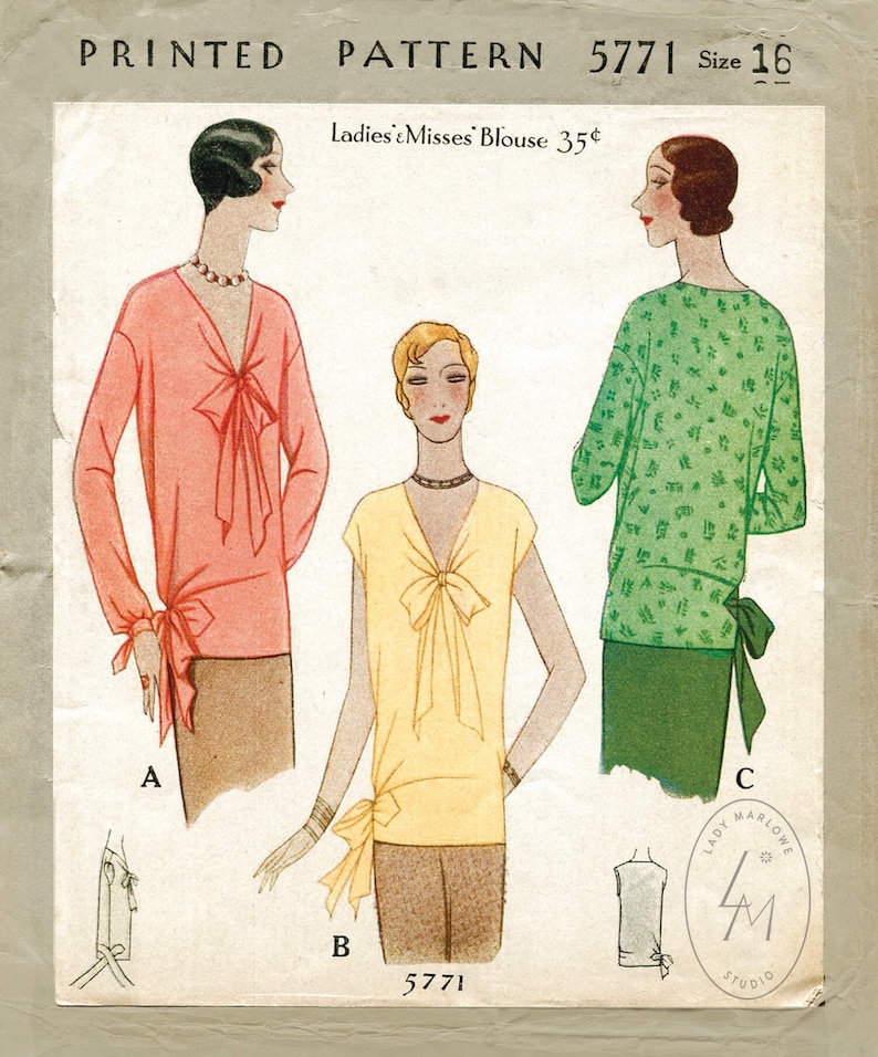 1920s 20s Vintage Sewing Pattern Reproduction Flapper Blouse - Etsy
