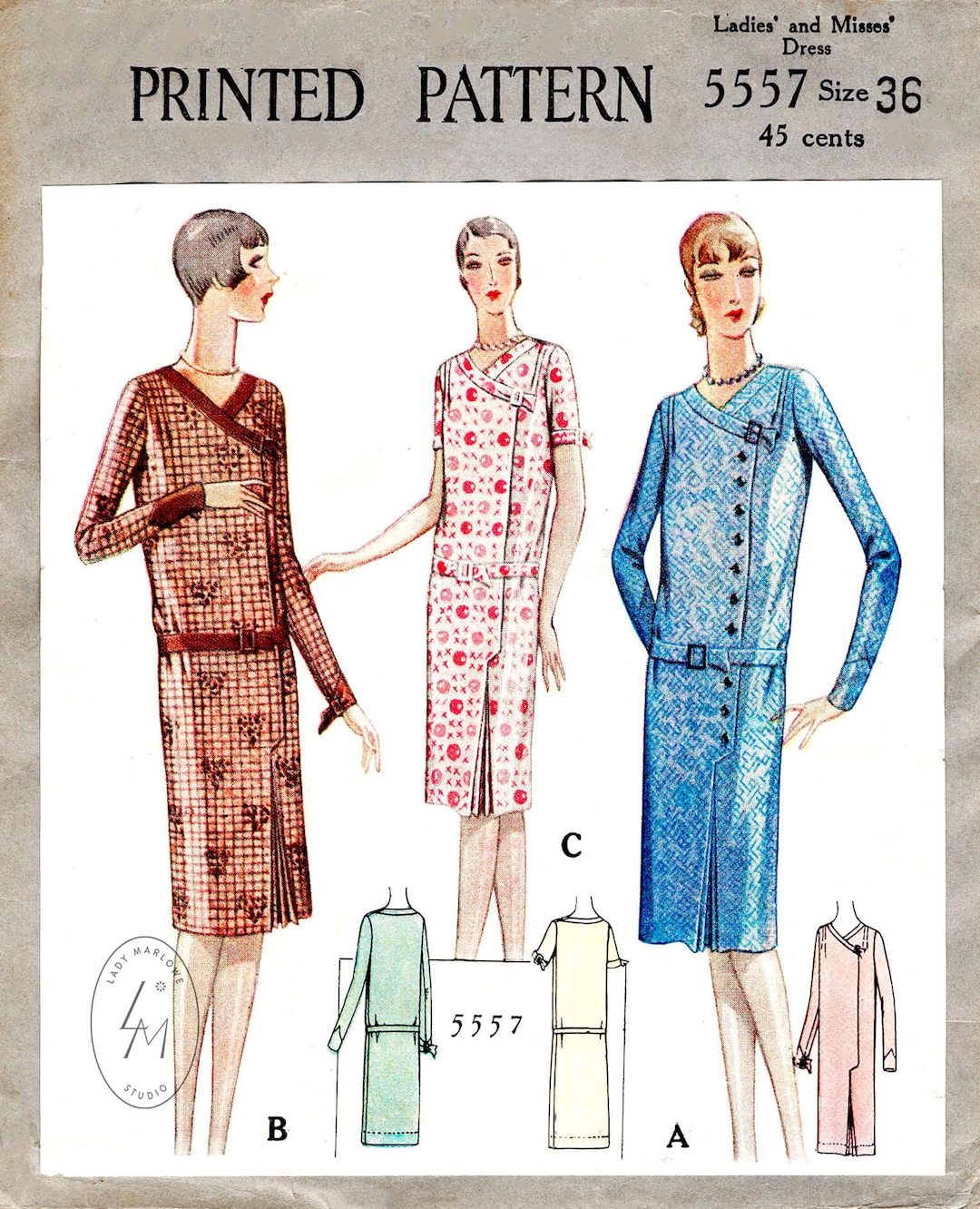 Vintage Sewing Pattern 1920s 20s Dress Sewing Pattern Reproduction ...