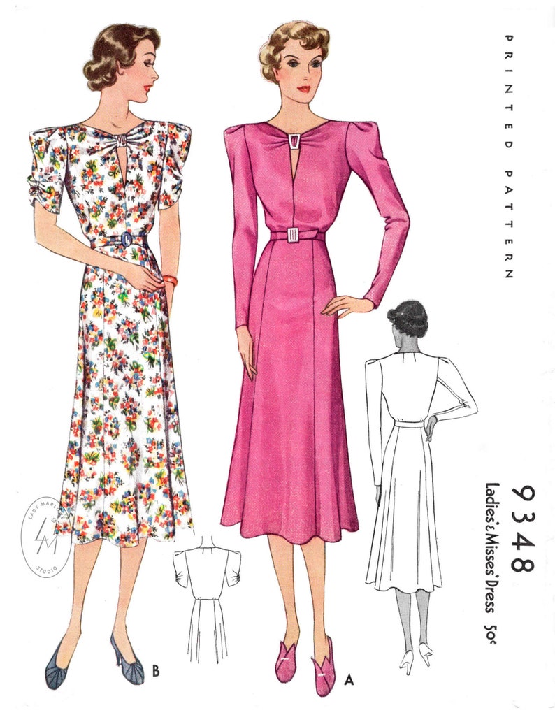 Vintage Sewing Pattern 1930s 30s Dress Pattern // // 2 Styles // Art ...