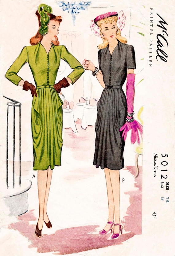 1940 Vintage Sewing Pattern 1940s Draped Tulip Skirt Vintage Etsy