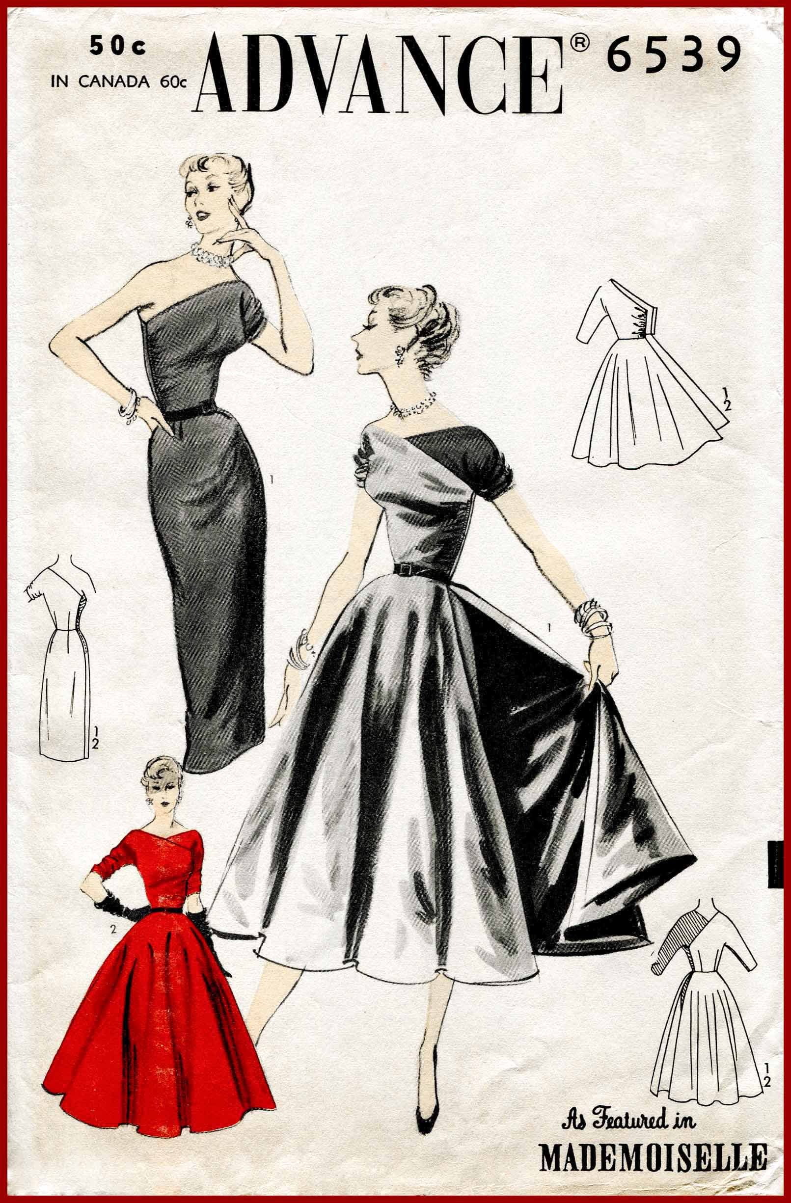 1940s cocktail dress grecian drape vintage sewing pattern reproduction –  Lady Marlowe