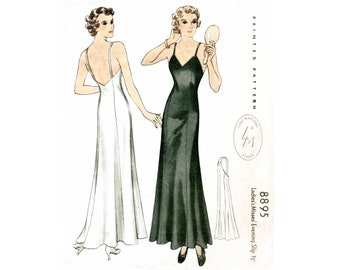 vintage sewing pattern 1930s pattern vintage lingerie slip dress gown 1930 reproduction / PICK YOUR SIZE xs s m l