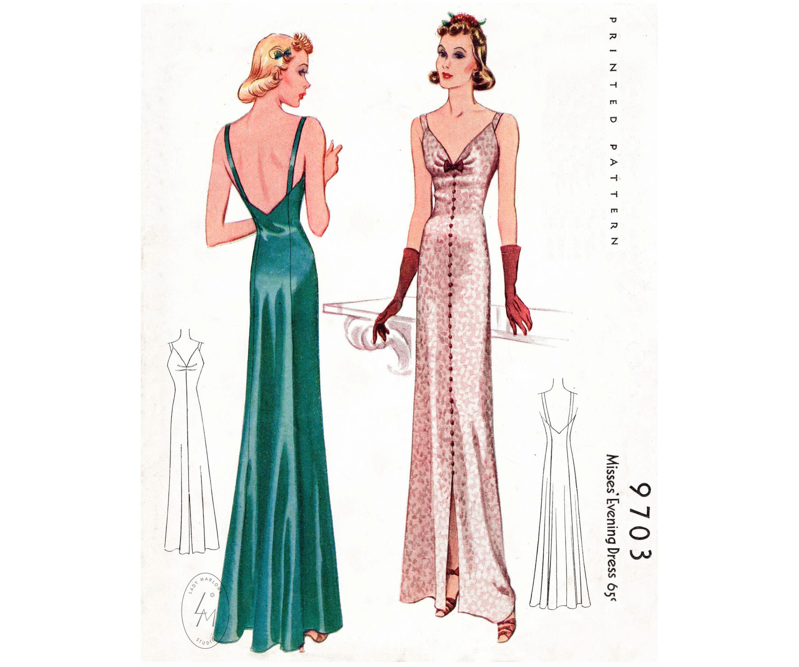McCall 8521: 1930s Misses Evening Gown Sz 38 B Vintage Sewing Pattern –  Vintage4me2