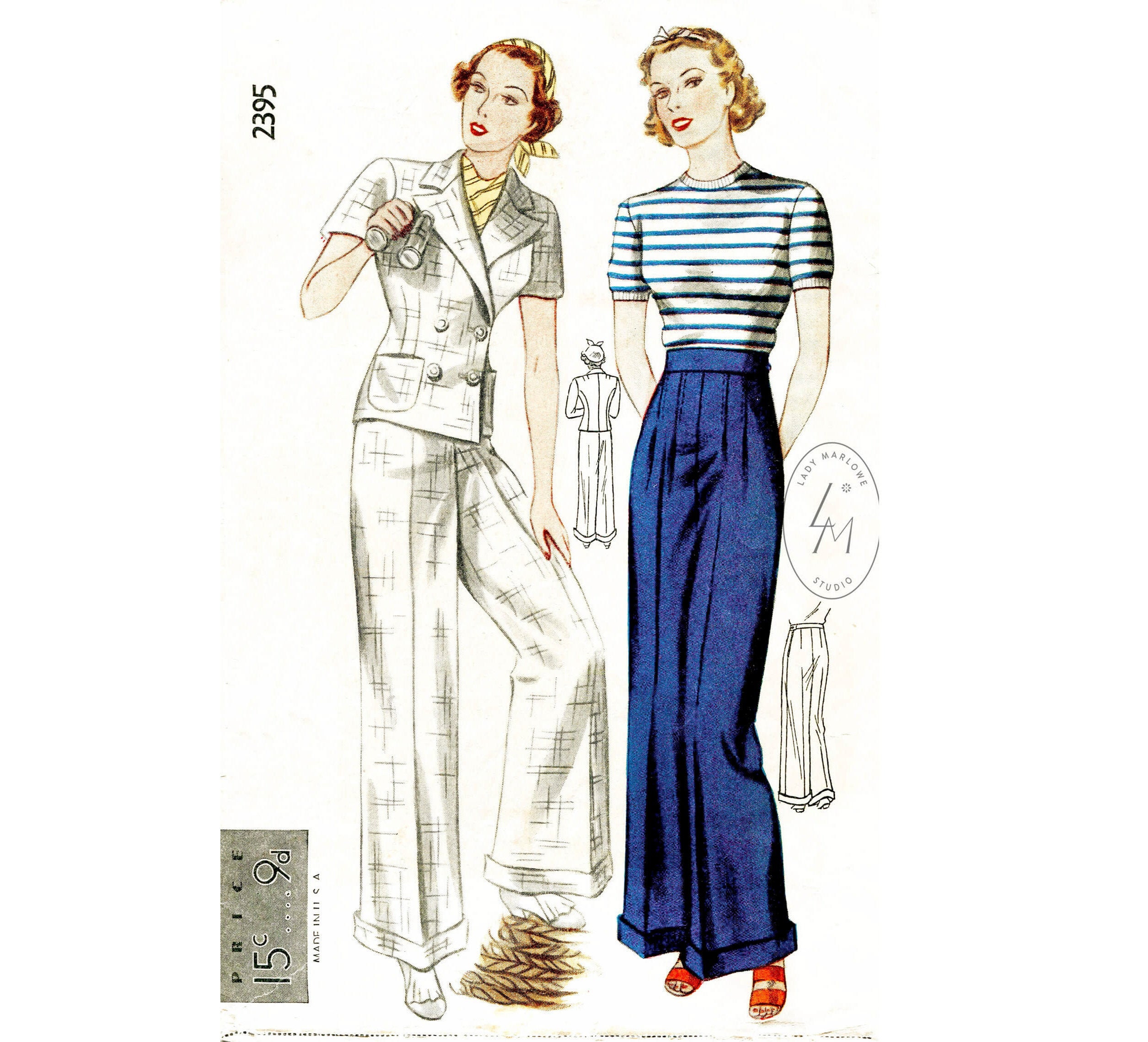 1930s 40s Style Sailor Pants in Navy :: House of Foxy Wholesale