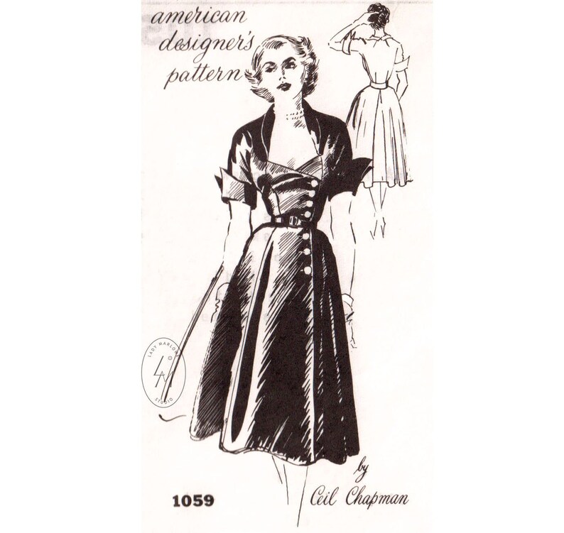 Ceil Chapman Spadea 1950s Cocktail Dress Vintage Sewing Patterns Hourglass Figure Bust 30 32 34 36 38 Sewing Fiber Craft Supplies Tools Aloli Ru