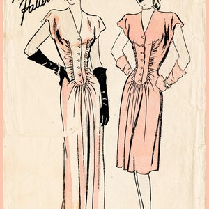 1940 vintage sewing pattern 1940s 40s vintage women's sewing pattern evening cocktail dress  Bust 32