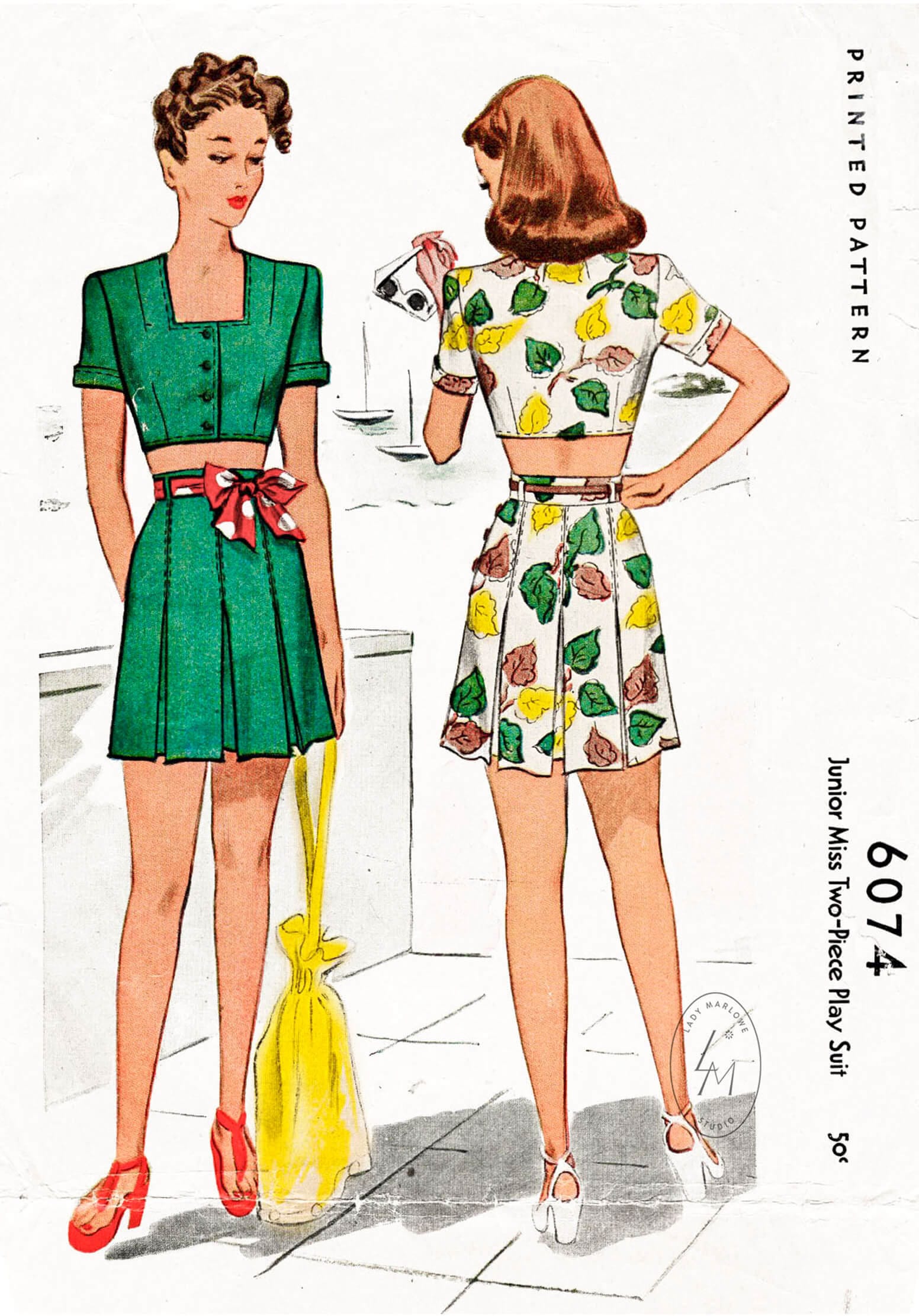 1940s Vintage Sewing Pattern Crop Top + High Waist Shorts 1940s Vintage Sewing Pattern Crop Top + High Waist Shorts