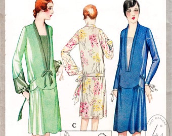 1920s Drop Waist Dress Sewing Pattern PDF Instant Download Retro Vintage  Jazz Age Dress Diy - Etsy