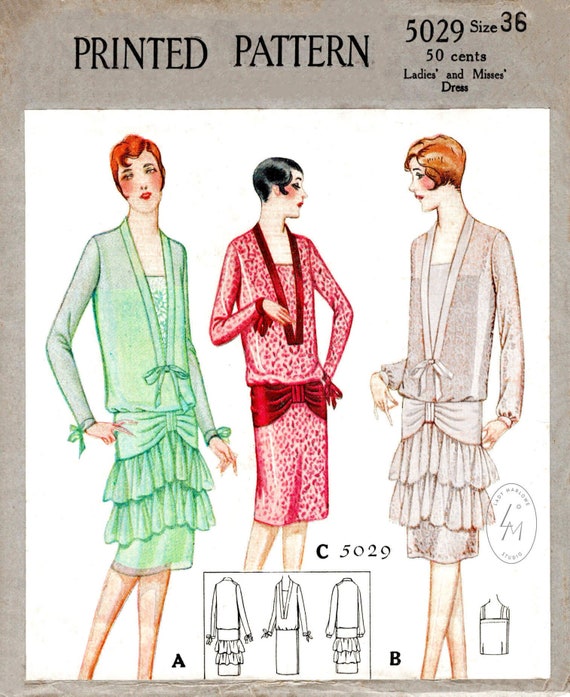 1920s 20s Agns Vintage Couturier Dress Sewing Pattern // 3 Styles // Drop  Waist // Tiered Ruffles // PICK YOUR SIZE - Etsy