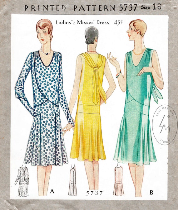 Buy 1920s 1930s Dress // Vintage Sewing Pattern Reproduction