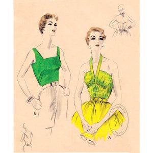 Riproduzione di cartamodello di cucito vintage anni &#39;50, top senza maniche anni &#39;50, camicetta attillata / SCEGLI LA TUA TAGLIA Busto 30 32 34 36 38