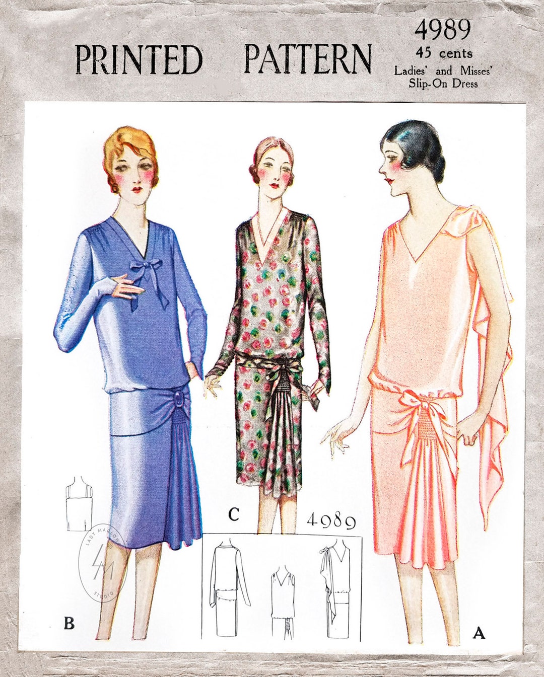 Vintage Sewing Pattern Reproduction 1920s 20s Flapper Day or Evening ...